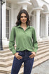 Elegant Long Sleeve Turn Down Collar Blouse