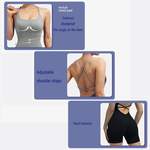 Criss Cross Backless Cami Sports Romper