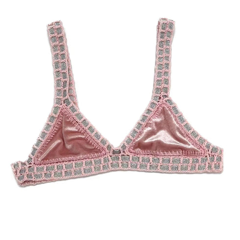 Pink Crochet Triangle Bikini Set