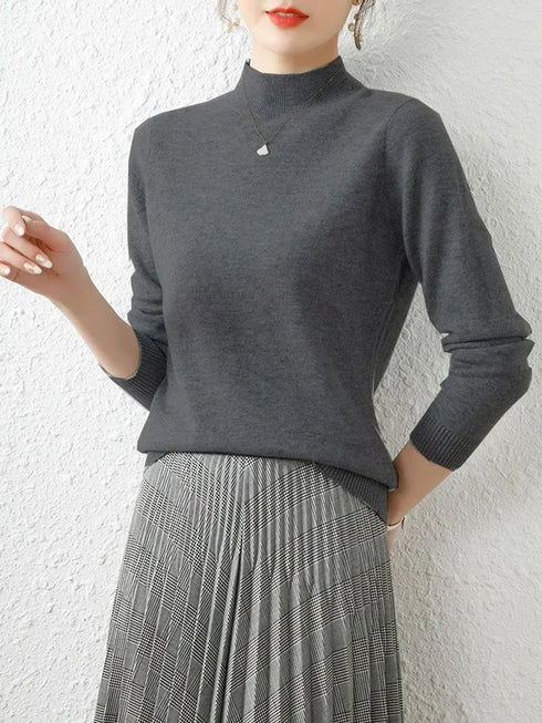 Autumn Winter Turtleneck Knitted Jumper for Women