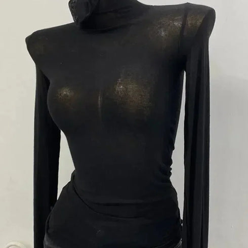 Chic Women's Long Sleeve Sheer T-Shirt