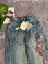 Embroidered Baggy Wide Leg Jeans for Women
