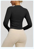 Long Sleeve O-Neck Yoga Top in Solid Colours