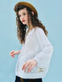 Imakokoni Autumn Loose Cotton T-Shirt with Lace Collar