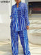 Plus Size VONDA Women Matching Sets Long Sleeve Suits