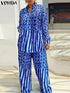 Plus Size VONDA Women Matching Sets Long Sleeve Suits