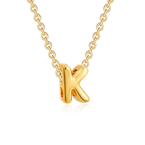 3D Bubble Initial A-Z Mini Necklace - Gold Plated