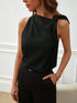 Women's Black Satin Halter Neck Blouse