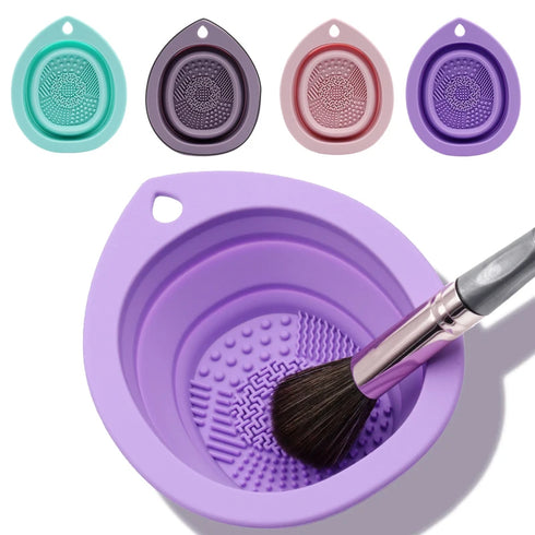Silicone Makeup Brush Cleaner Folding Scrubber Bowl Tool