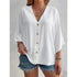 Women's Plus-size T-shirt Solid Color Breathable Spring/summer V-neck Button Travel Casual Wear with European and American Style