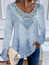 Plus Size Casual Long Sleeve T-Shirt in Blue