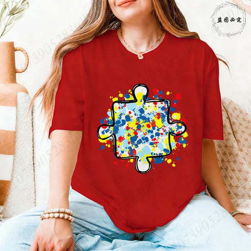 Trendy Women's Autism Awareness Graphic T-Shirt
