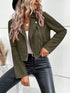 Faux Suede Biker Jacket with Zipper Detail
