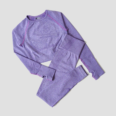 WAREBALL Women's Yoga Set - Long Sleeve Crop Top & Leggings