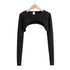 Long Sleeve O-Neck Crop Top for Women