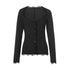 New Women´s Crop Tops, Long Sleeve Solid Color Jagged V Neck Lace Hem Button Down Slim Fit Shirt