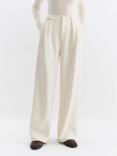 FSLE High-Waisted Straight-Leg Knit Trousers