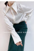 Elegant Satin Silk Blouse with Turn Down Collar