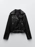Women’s Slim Fit Black Faux Leather Biker Jacket