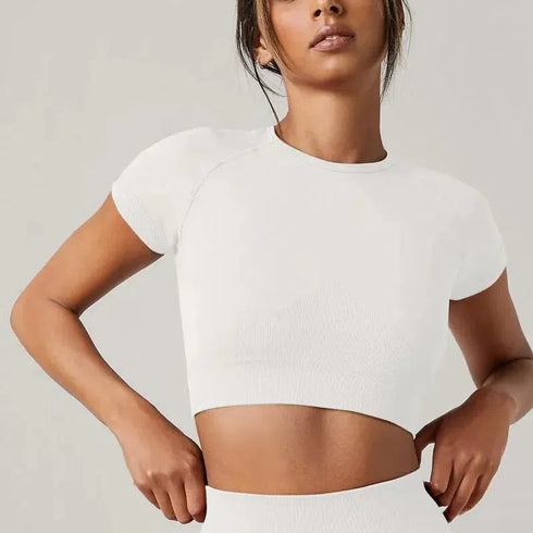 Women Yoga Top Seamless Sport T Shirts Fitness Clothes Short Sleeve Yoga Shirt Gym Top Running Active Wear Sport Top