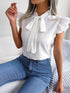 Women's Ruffle Short Sleeve Chiffon Blouse
