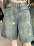 High Waist American Retro Wide Leg Denim Shorts