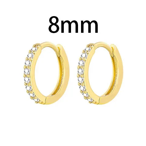 Stainless Steel Link Chain Hoop Earrings with Zirconia