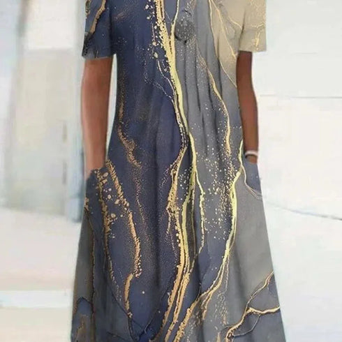 Elegant Floral Print Loose Casual Dress for Women