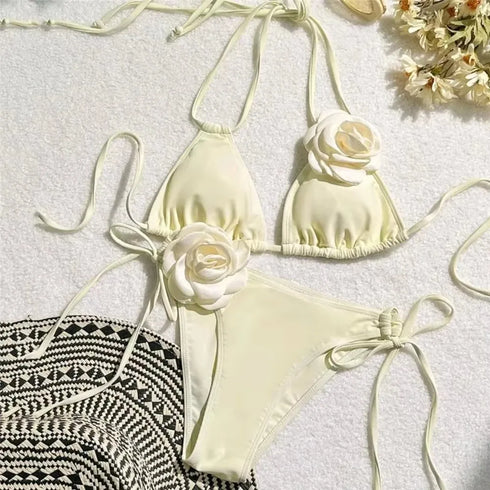 Floral Bandeau Thong Bikini Set