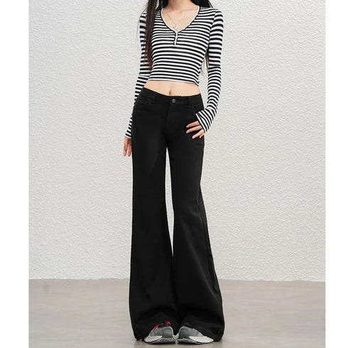 Women's High Waist Wide Leg Denim Trousers