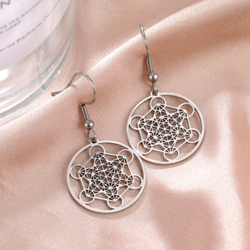 Skyrim Metatron Cube Dangle Earring Spiritual Jewelry for Women