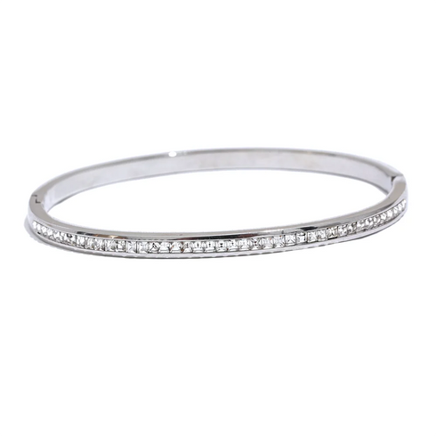 Two Shape Round Square Colourful Zirconia Bracelet Bangle