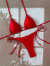 Red Neck Hanging Bikini Swimsuit Set