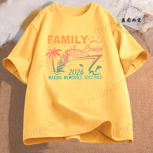 Bestie Vacation T-Shirts Personalized Family Cruise 2026 Matching Shirts Casual Short Sleeve Tees for Family Group Matching Tops