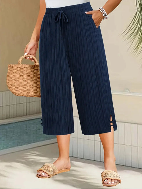 Plus Size Wide Leg Striped Pants for Women
