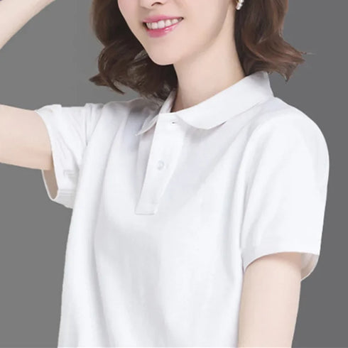 Summer T-shirt Mesh Ice Silk Breathable Short Sleeve Women's Shirt Collar Solid Color Polo Shirt Half Sleeve Women's Clothing