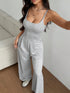 Elegant Women's Knitted Jumpsuit in Black and Grey