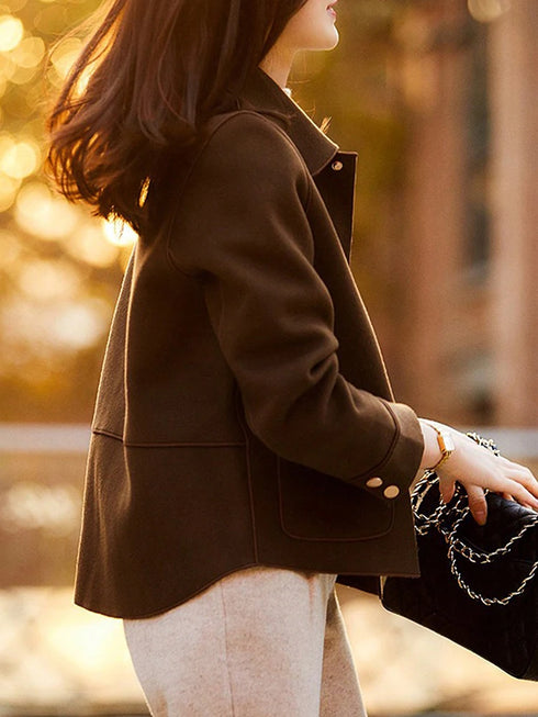 Classic Solid Woolen Coat for Women