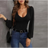 Chic U-Neck Long Sleeve Slim Fit T-Shirt for Women