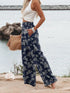Floral Print Wide Leg Pants with Pockets