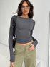 Seamless Long Sleeve Yoga Top in Grey