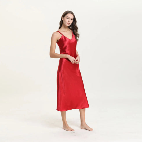 Elegant Satin Ankle-Length Nightgown for Women