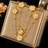 GANEMLY Gold Five-Leaf Clover Pendant Necklace