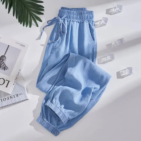 Plus Size Loose Fit Denim Yoga Pants