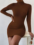 Long Sleeve Bodycon Mini Dress with Turtleneck