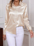 Elegant Turn-down Collar Button-front Satin Long Sleeve Women's Shirt for Daily Commute And Business Casual Wear