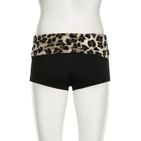 Leopard Print Low Waist Slim Booty Shorts for Women