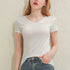 V-Neck Slim Fit Cotton Tee for Women - Classic White & Black