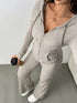 Sporty Hooded Jacket and Knitted Trousers Set