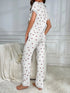 Heart Print Lace Trim Pyjama Set for Women